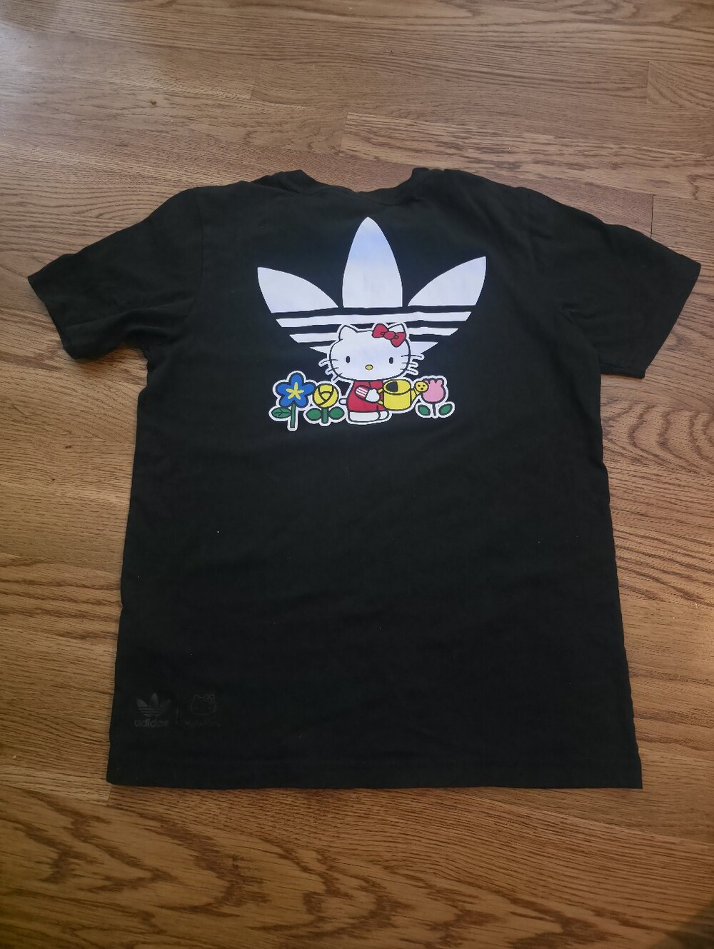 Adidas Black Tee with Hello Kitty & Trefoil Graphic